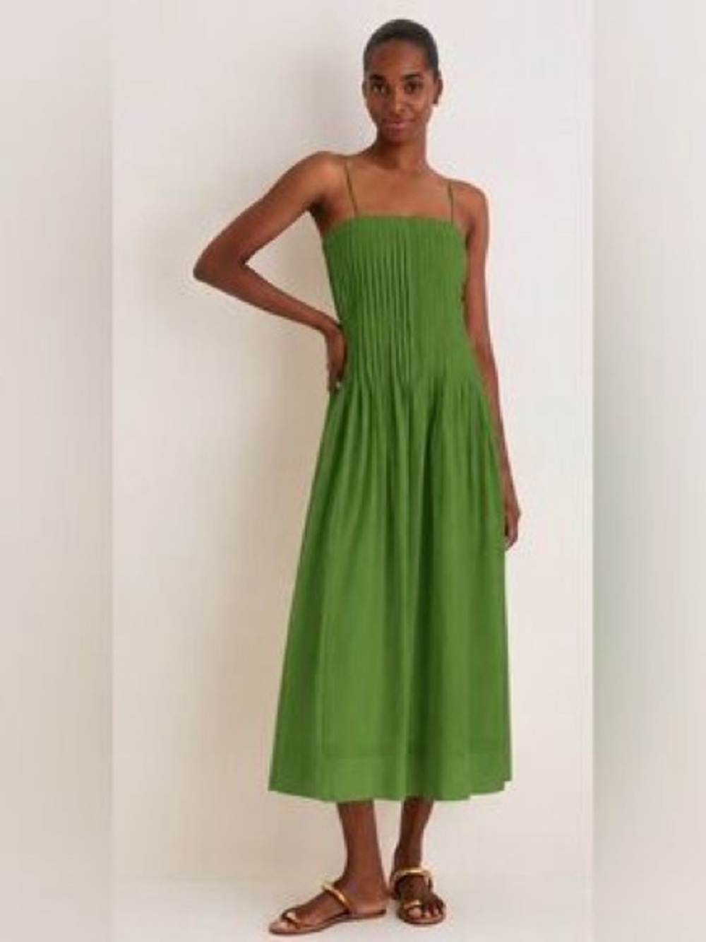 NWOT Tuckernuck Moon River Pin tucked pleated green dress size Small